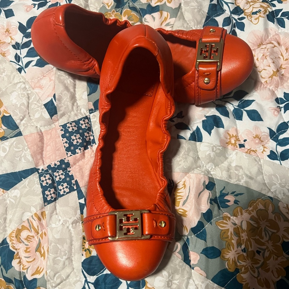 Tory Burch Kids Orange Ballet Flats